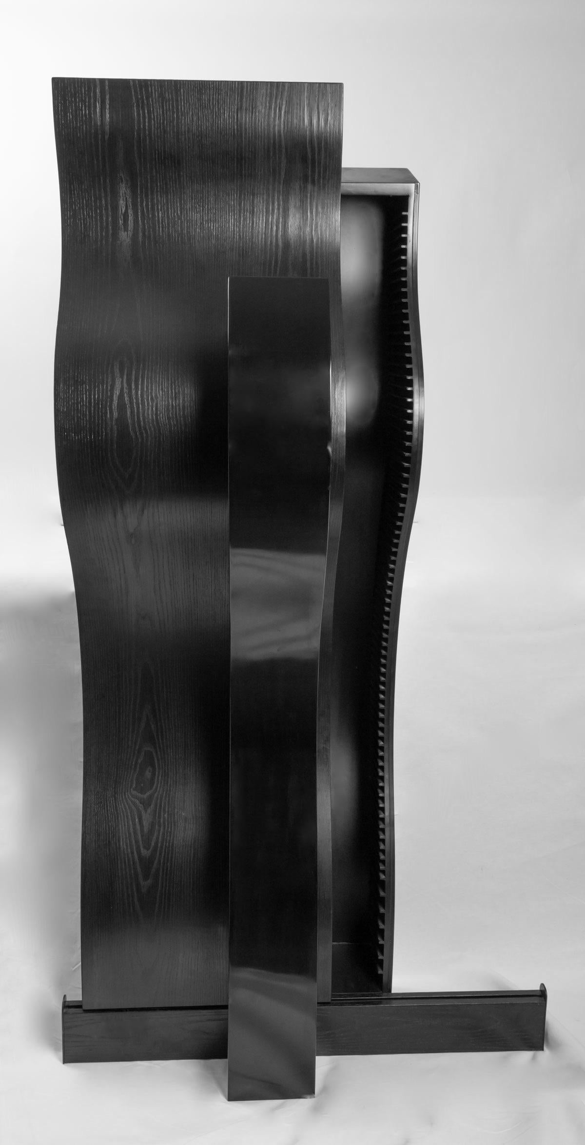 Mueble para CD de madera negra de los años 80 Mu, Arquitecto Essaime para Quart de Poil Madera en venta