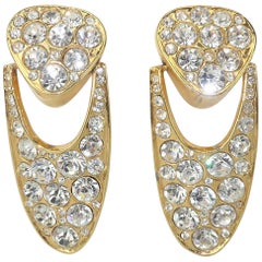 1980
s Blanca Crystal Rhinestone Doorknocker Earrings