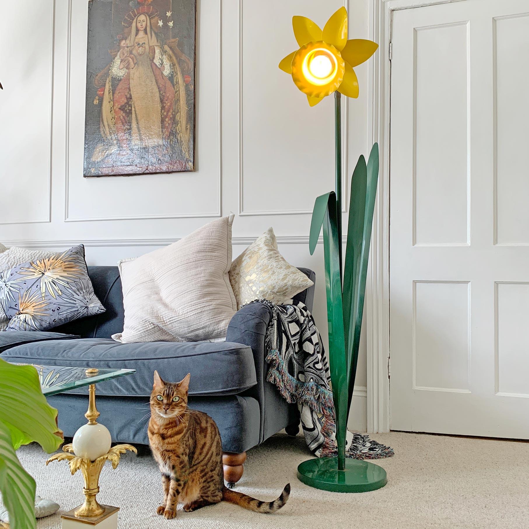 English 1980’S Bliss Daffodil Floor Lamp