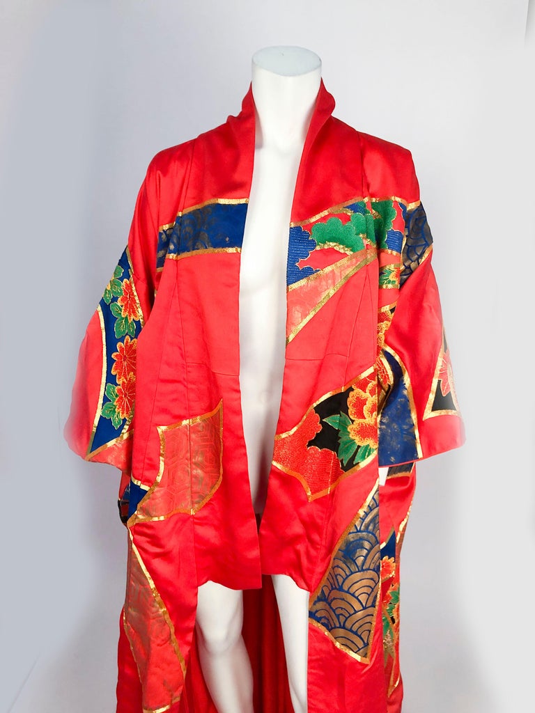 1980's Blood Orange Kimono Opera Coat For Sale at 1stdibs