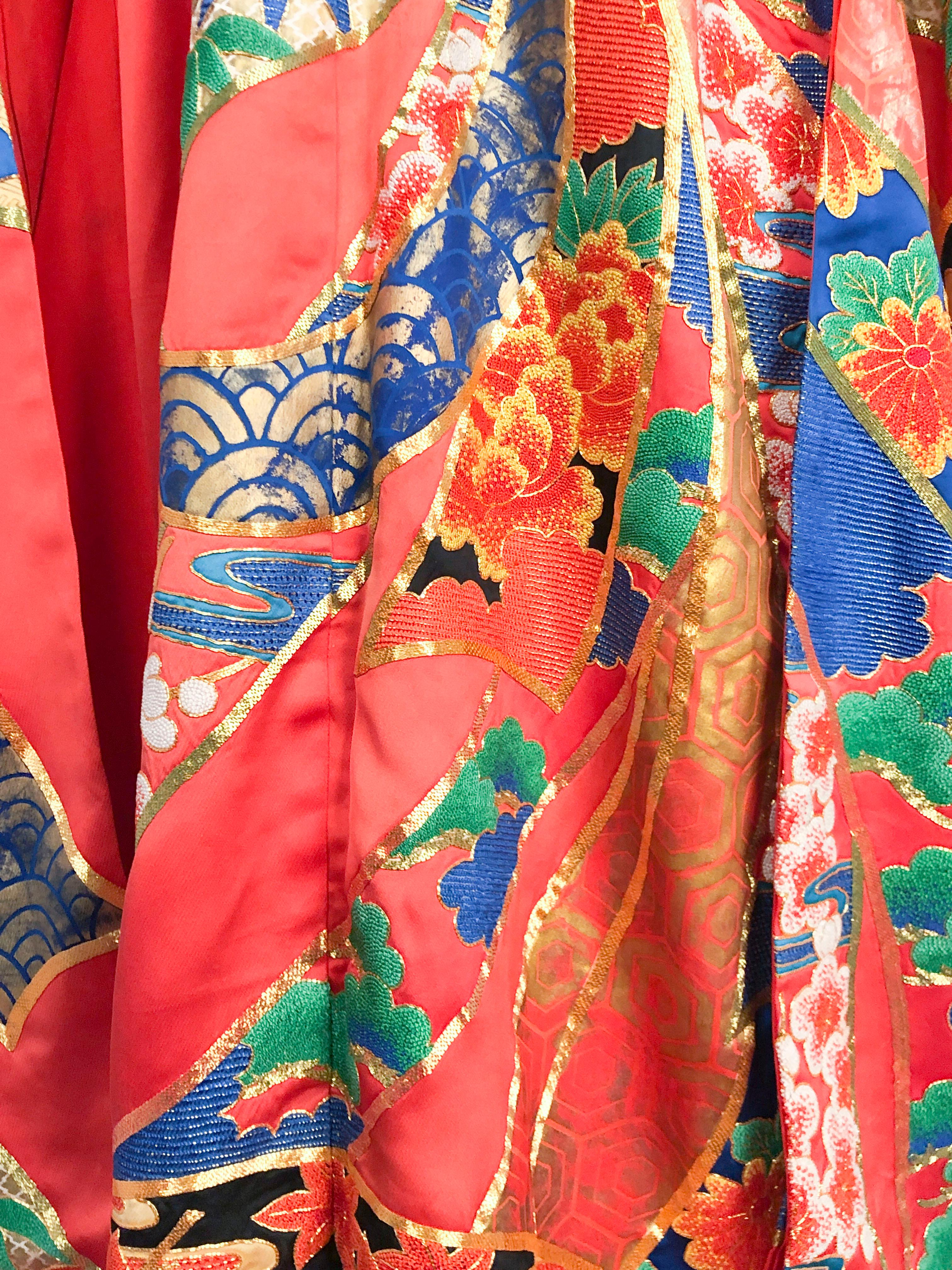 1980's Brilliant Orange Kimono Opera Coat In Good Condition In San Francisco, CA