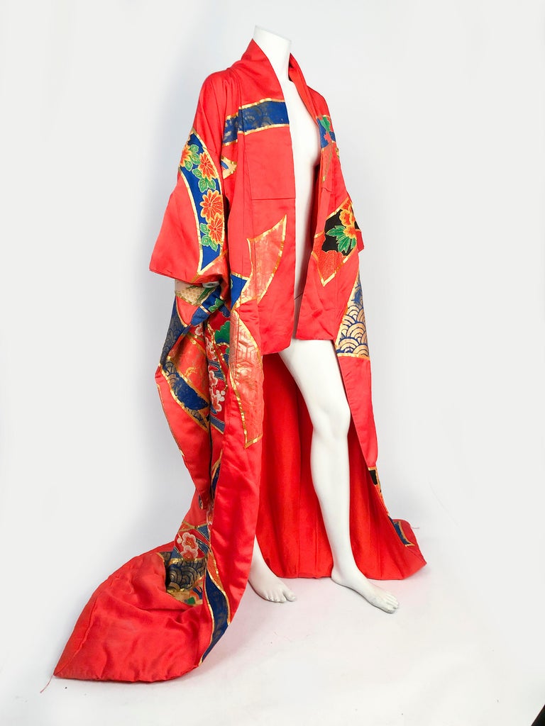 1980's Blood Orange Kimono Opera Coat For Sale at 1stdibs