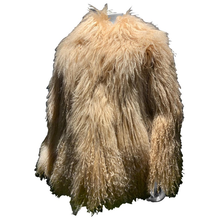 1980s Bloomingdales Caramel Mongolian Lamb Coat For Sale at 1stDibs