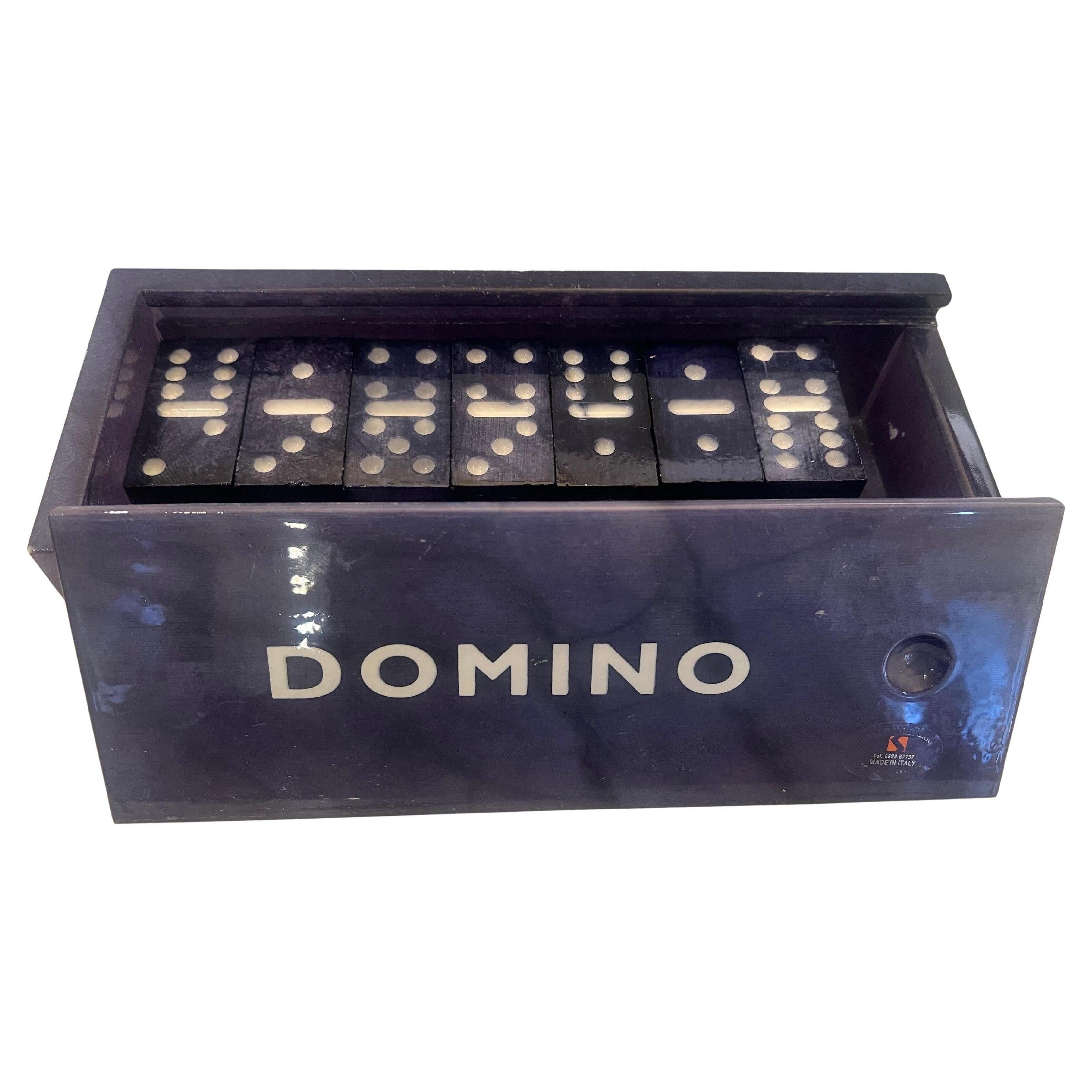 1980's Blue Alabaster Italian Domino