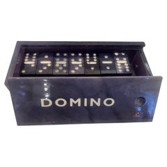 1980's Blue Alabaster Italian Domino