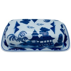 Vintage 1980s Blue and White 'Blue Willow' Butter Dish