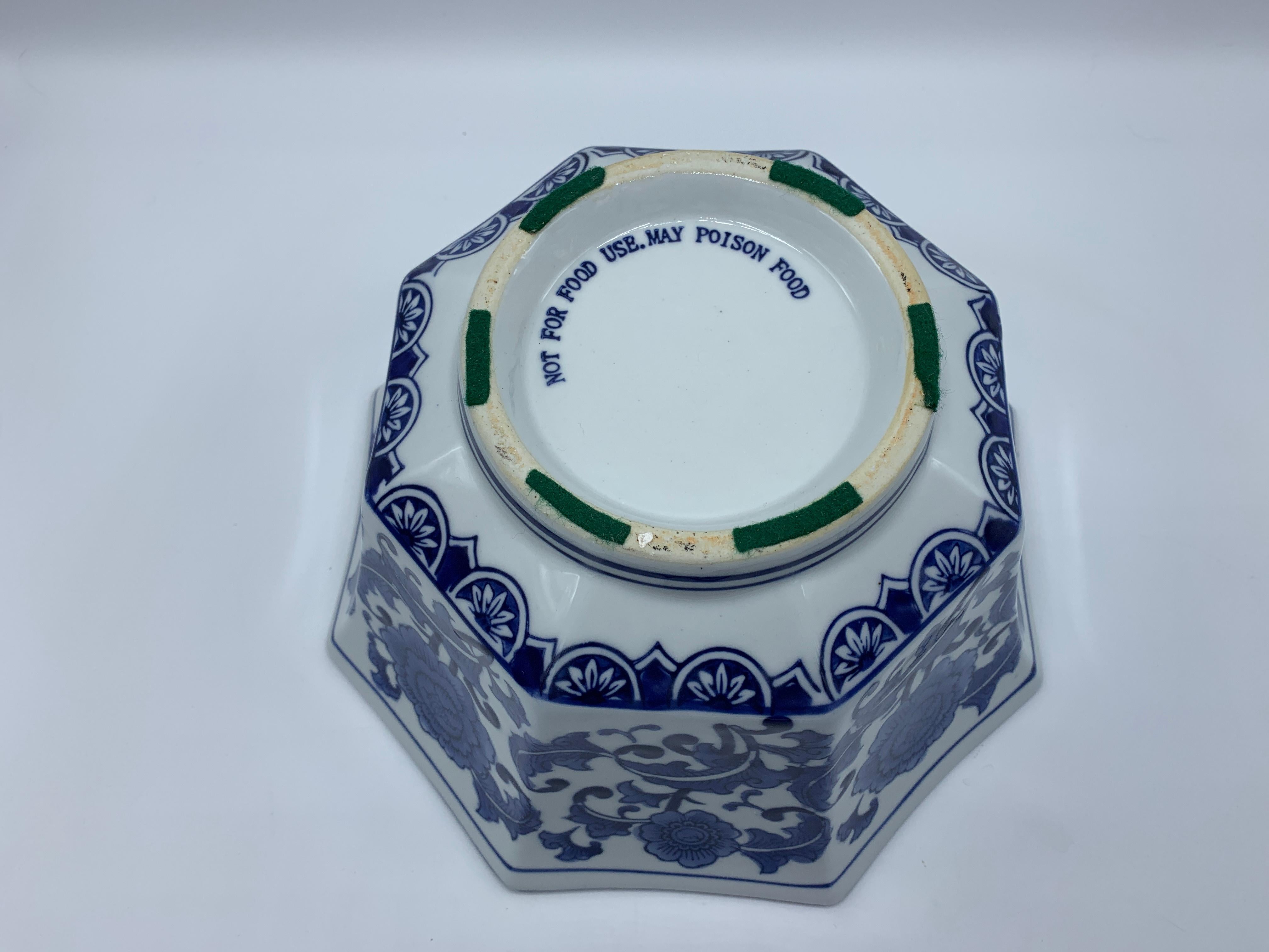 1980s Blue and White Porcelain Bowl For Sale 2