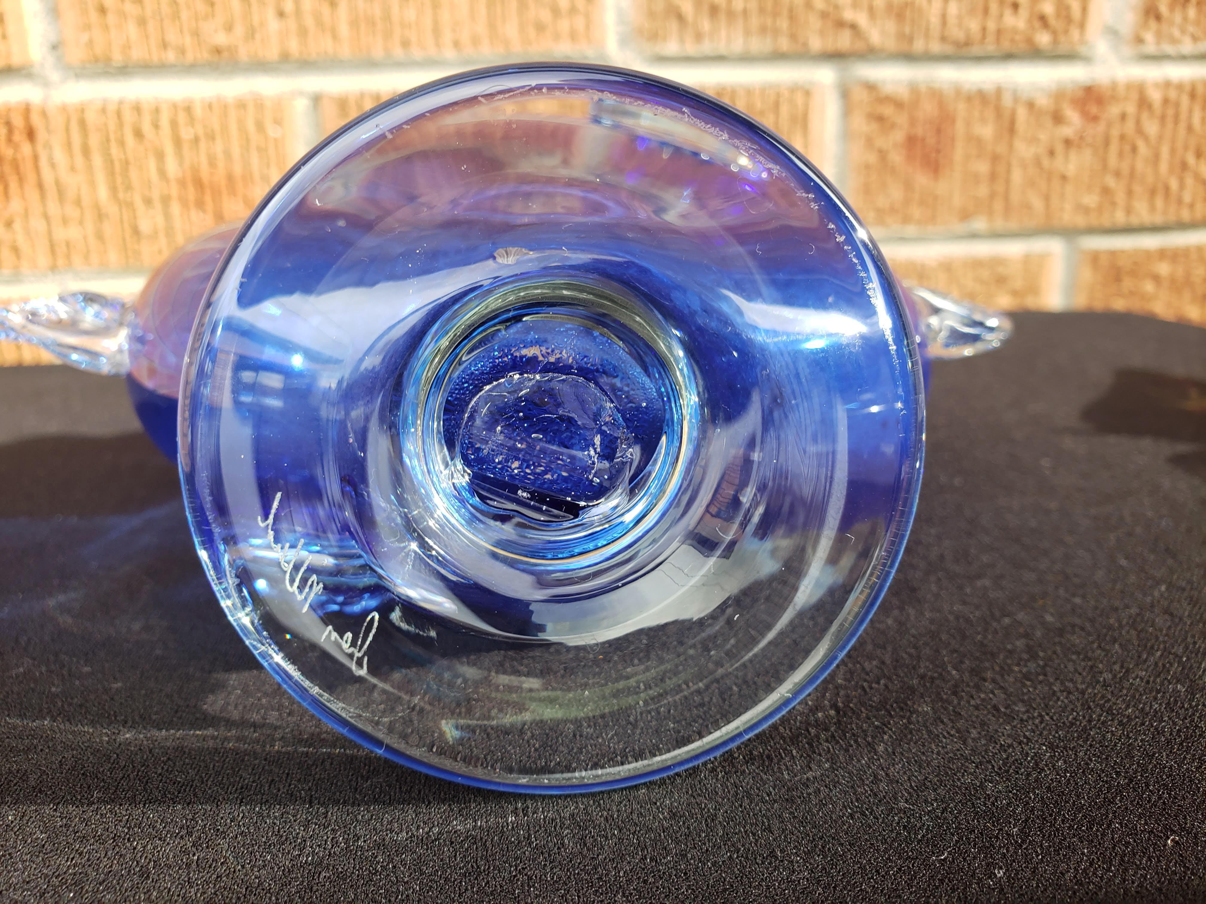 1980s Blue Blown Glass Perfume Bottle 1