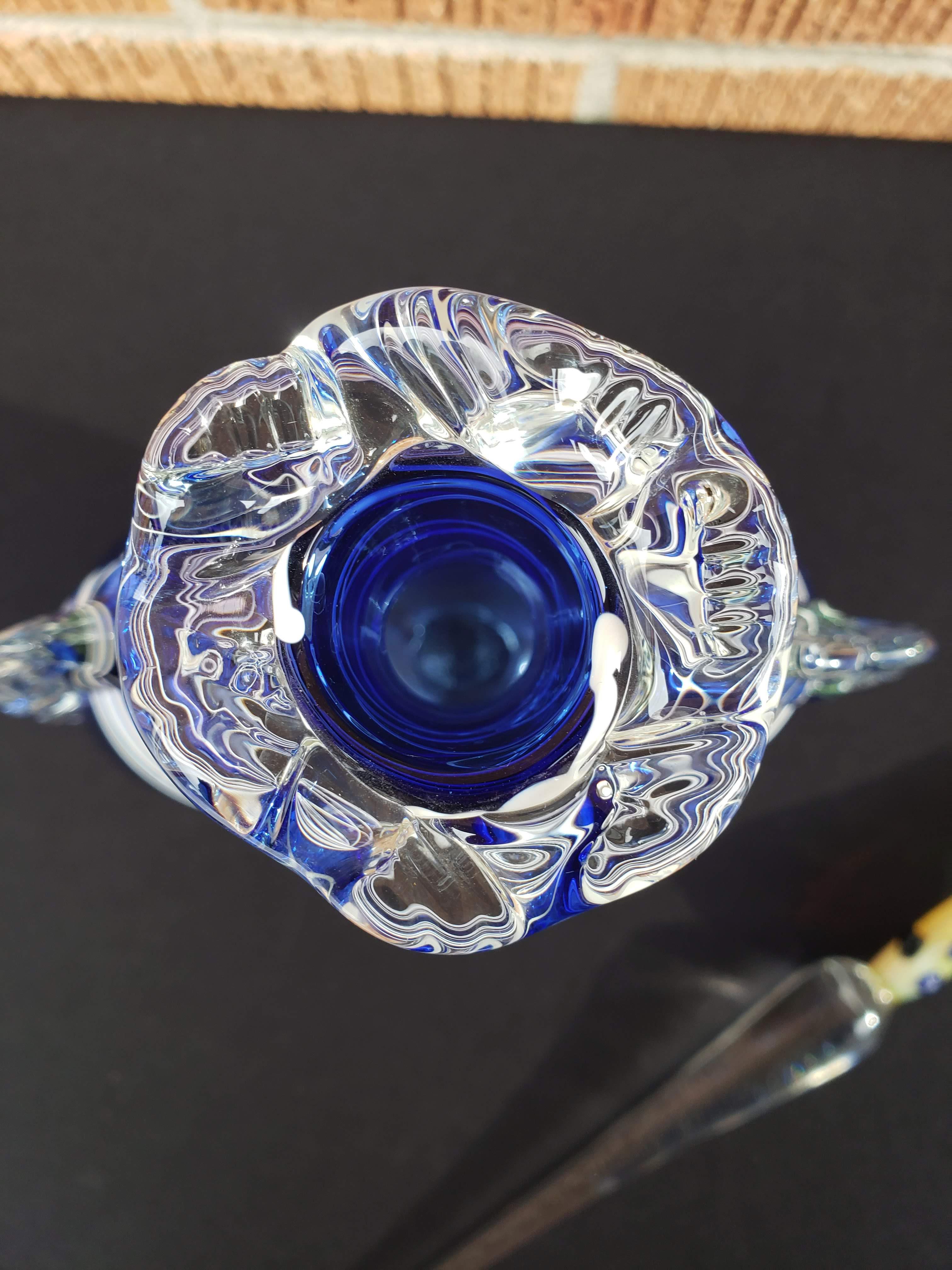 Late 20th Century 1980s Blue Blown Glass Perfume Bottle