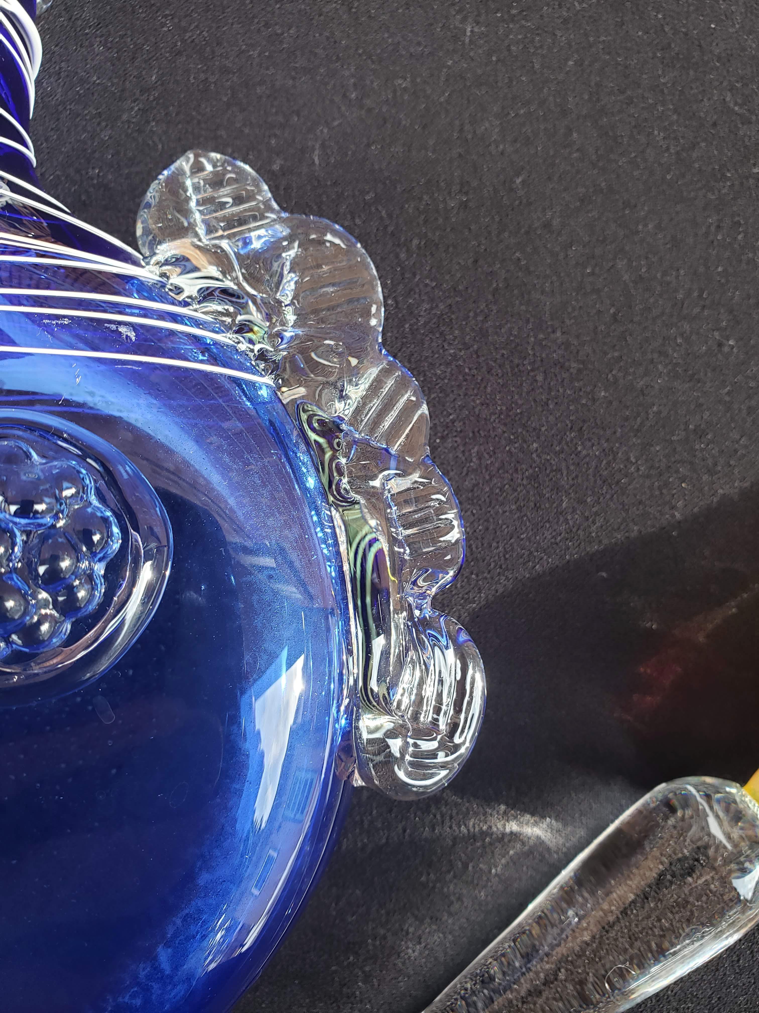 Art Glass 1980s Blue Blown Glass Perfume Bottle