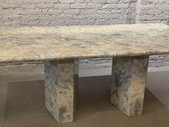 1980s Postmodern Blue Grey Marble Vintage Postmodern Dining Table