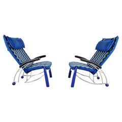 1980s Blue Memphis Style Armchairs
