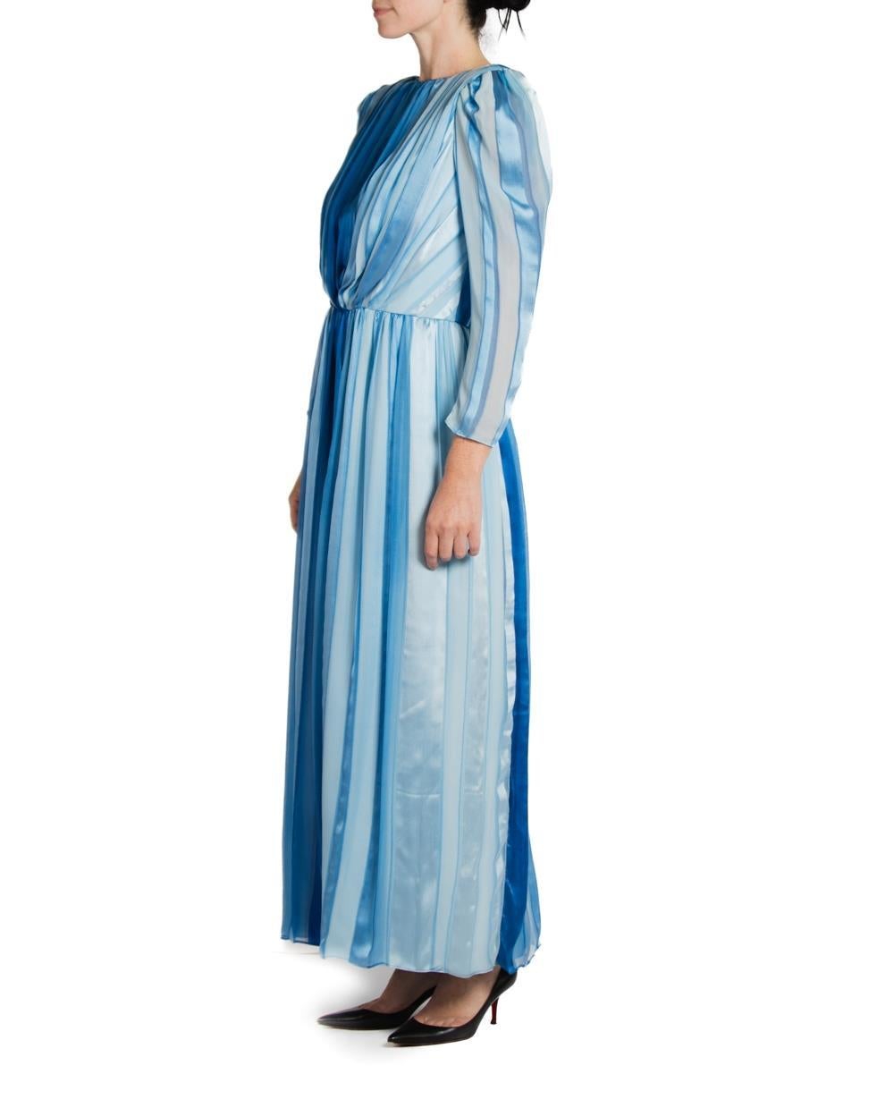 1980S Blaues Seiden Sax Fifth Avenue Kleid im Zustand „Hervorragend“ im Angebot in New York, NY