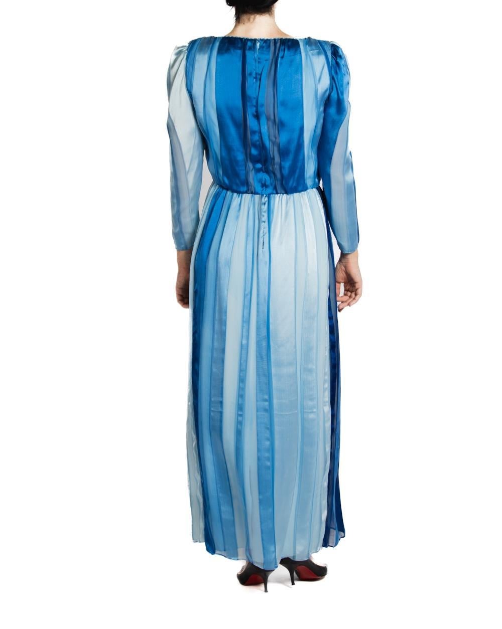 1980S Blaues Seiden Sax Fifth Avenue Kleid im Angebot 2