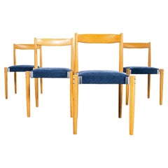 1980’s Blue Upholstered Contemporary Dining Chairs – Set Of Four