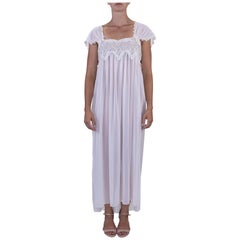 1980S Blush Pink Sheer Polyester Chiffon & Lace Negligee