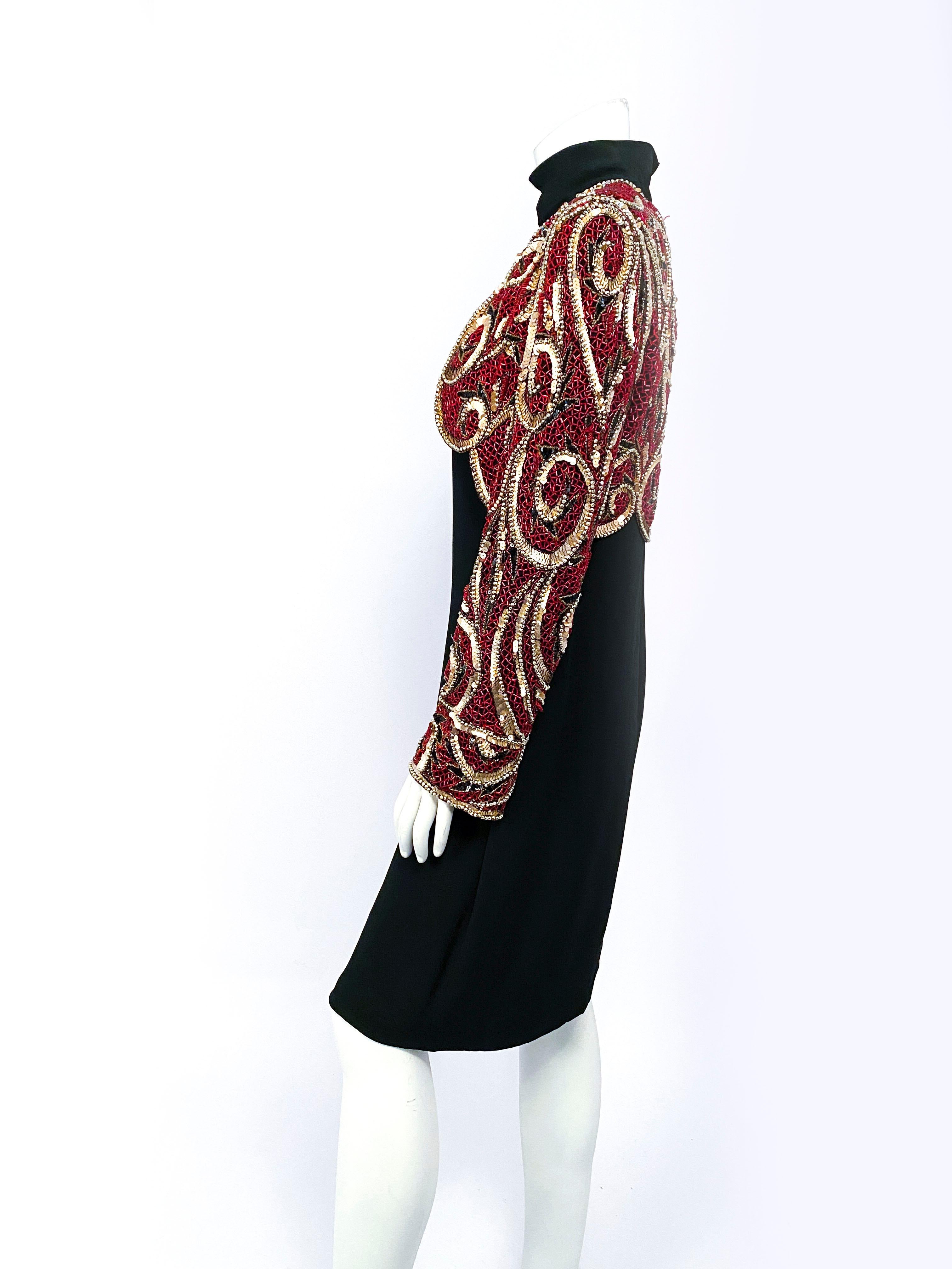 1980s Bob Mackie Black Dress with Faux Beaded Bolero 1