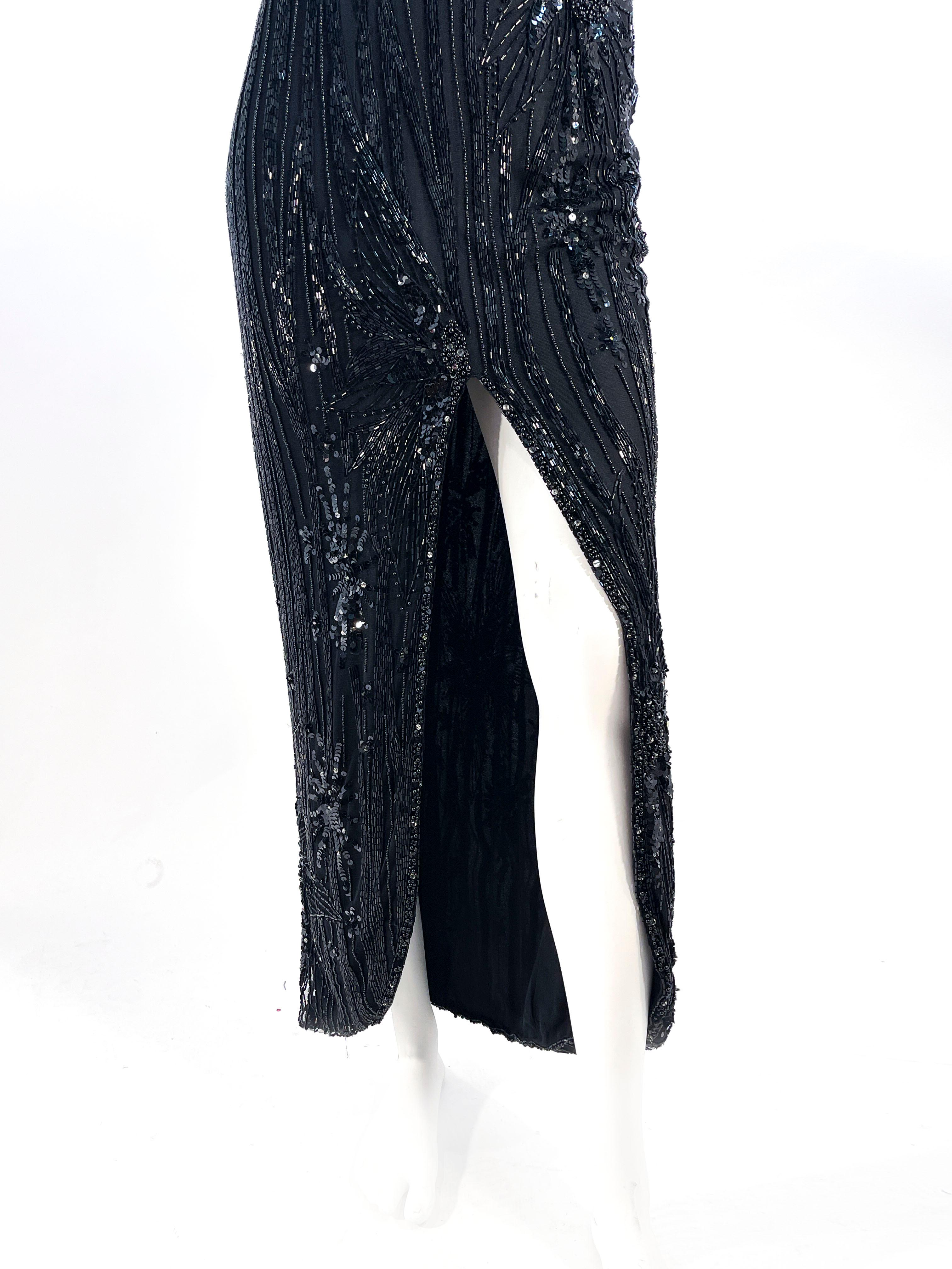1980s Bob Mackie Black Evening Gown For Sale 1