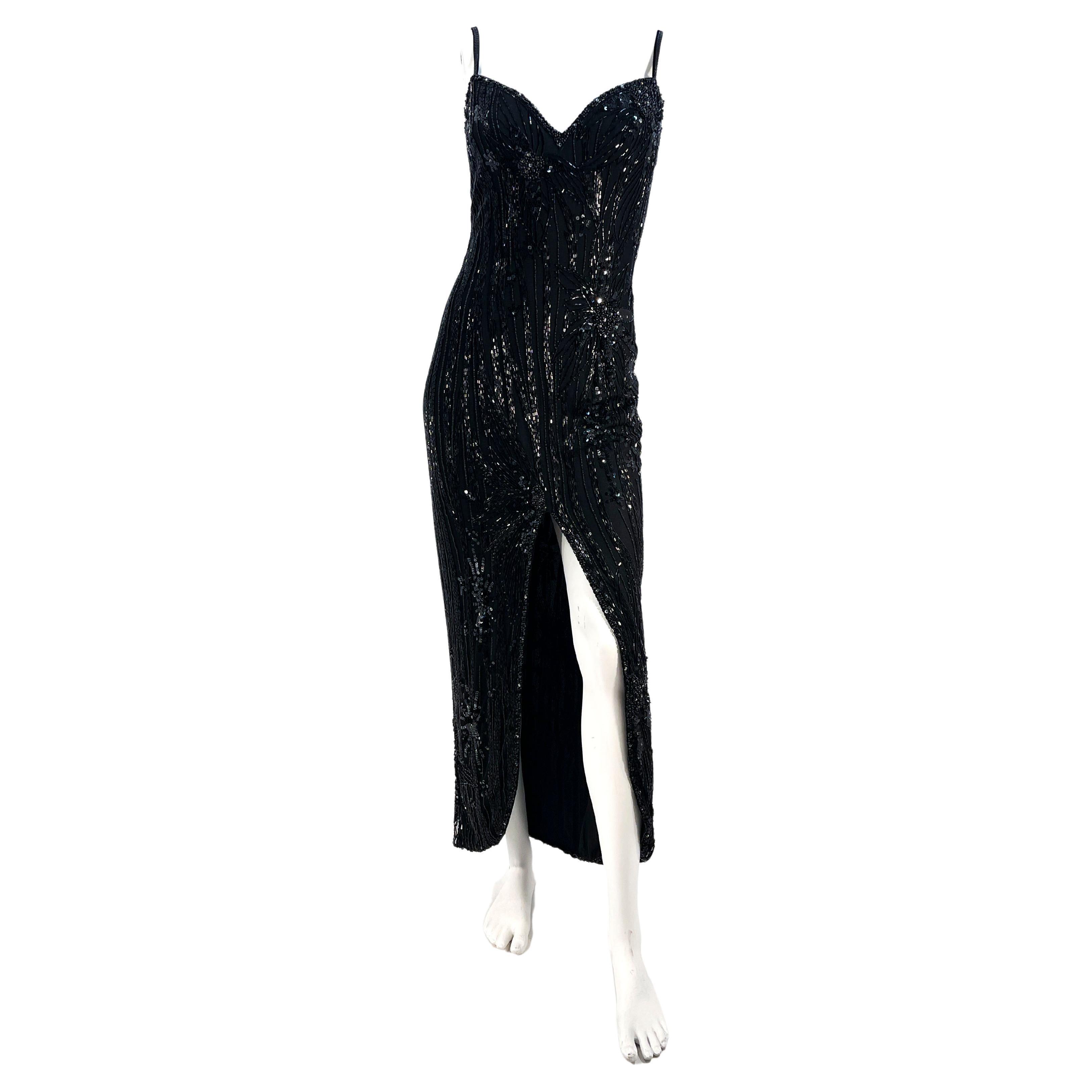 1980s Bob Mackie Black Evening Gown For Sale