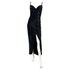 Vintage 1980s Bob Mackie Black Evening Gown
