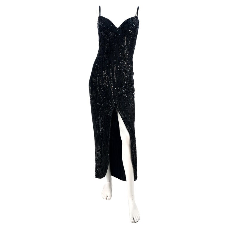 black sequin dress amazon Slit Sequin Dress