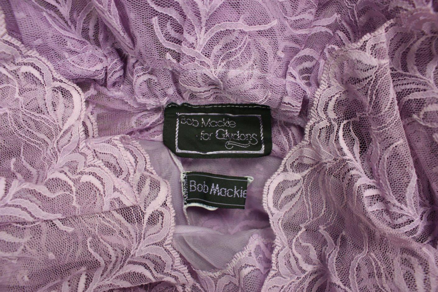 1980's Bob Mackie for Glydons Lilac Lace Peignoir Set For Sale 2