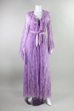 1980's Bob Mackie for Glydons Lilac Lace Peignoir Set