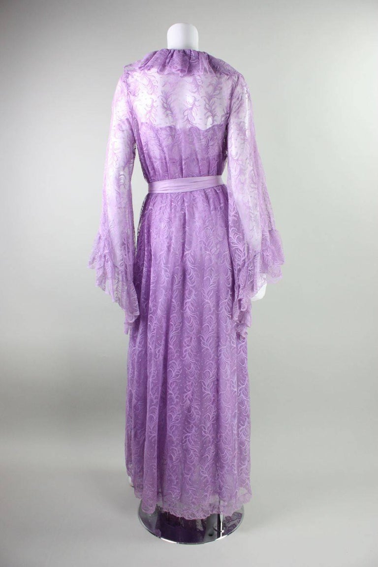 Women's 1980's Bob Mackie for Glydons Lilac Lace Peignoir Set For Sale