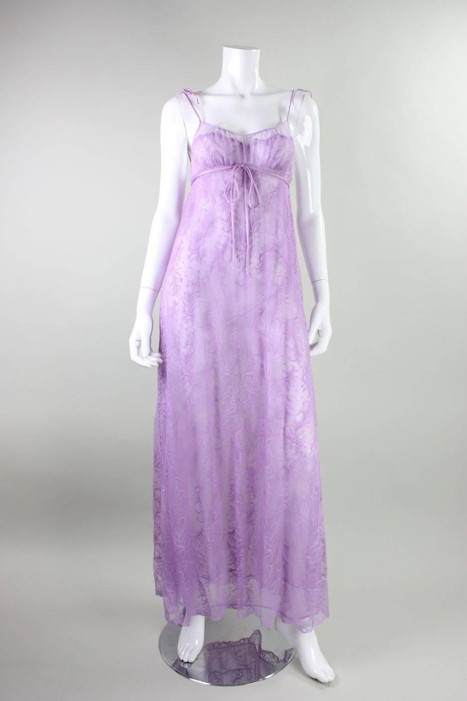 Women's 1980's Bob Mackie for Glydons Lilac Lace Peignoir Set For Sale