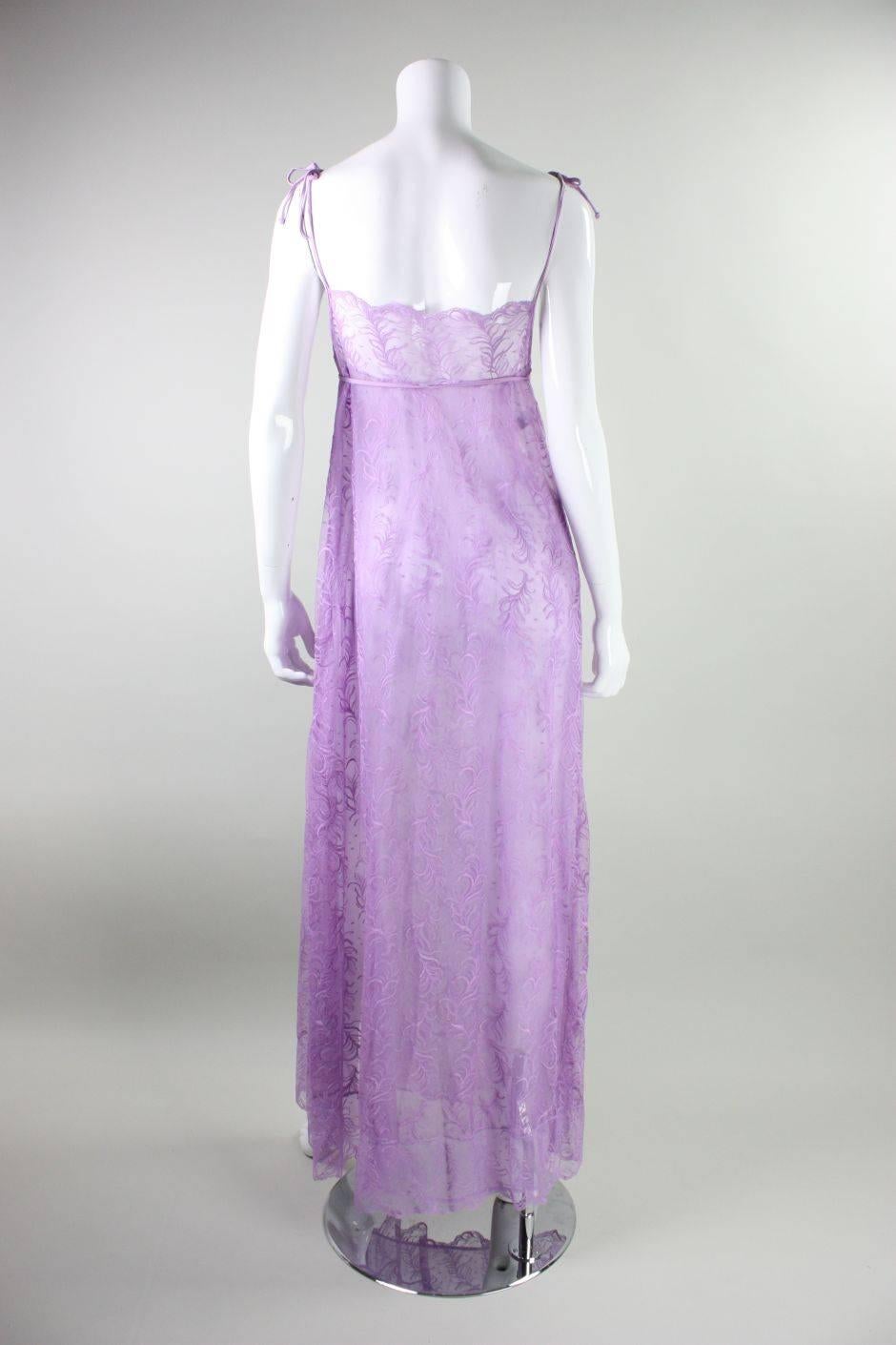 1980's Bob Mackie for Glydons Lilac Lace Peignoir Set For Sale 1