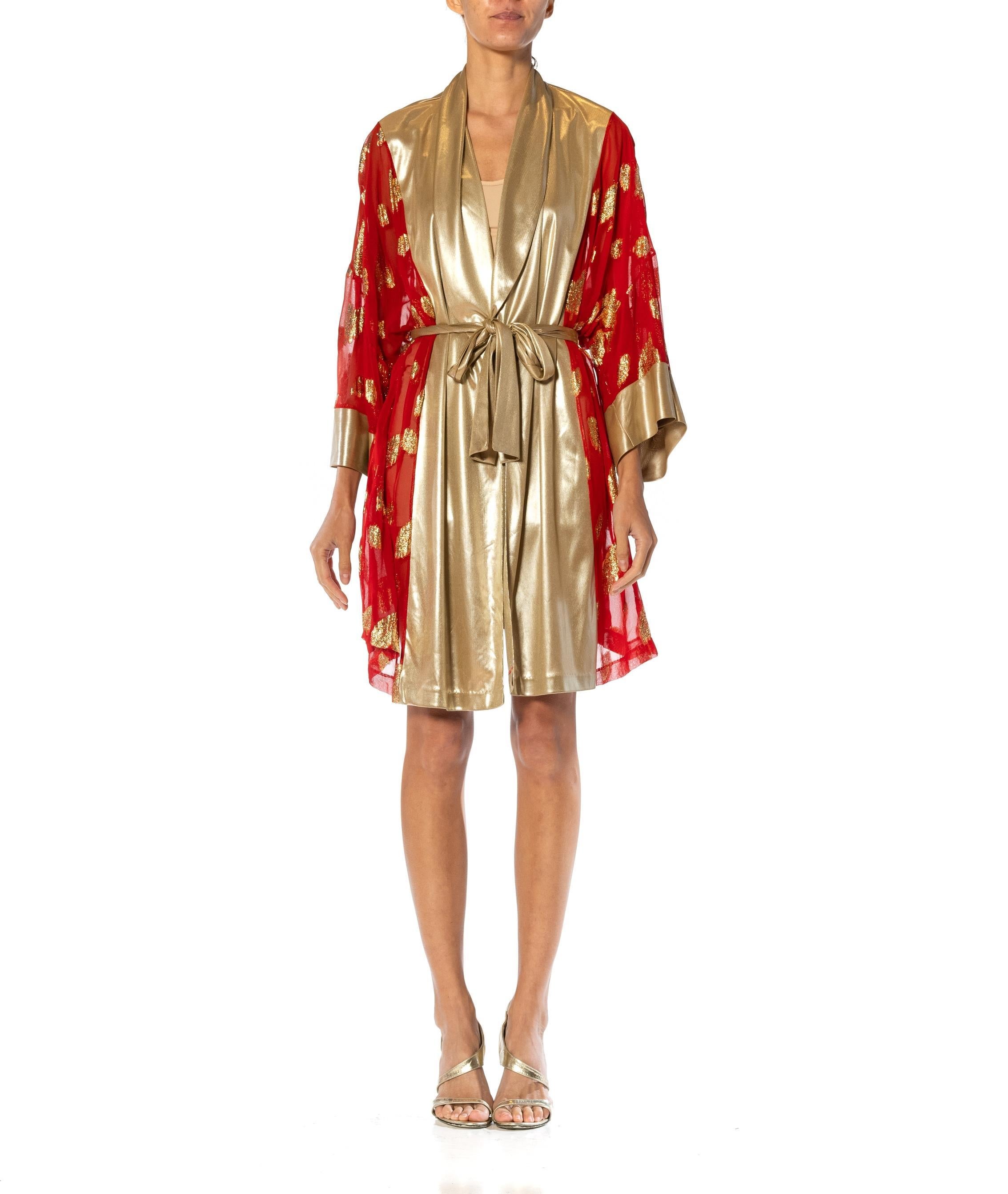 1980S BOB MACKIE Red & Gold Lamé Jacket In Excellent Condition In New York, NY
