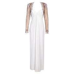 1980's Bob Mackie Semi-Sheer White Embellished Gown
