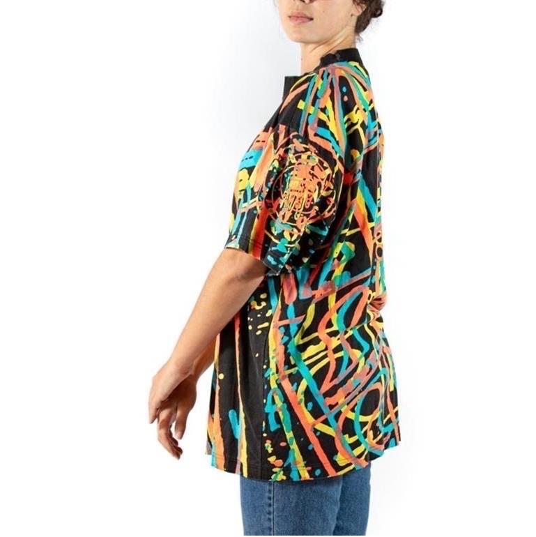 Black 1980S BODY GLOVE Cotton Jersey Double Sublimation Print T-Shirt For Sale
