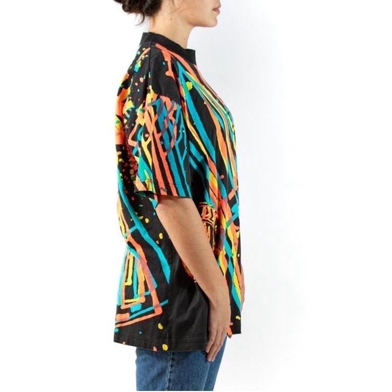 1980S BODY GLOVE Cotton Jersey Double Sublimation Print T-Shirt In Excellent Condition For Sale In New York, NY