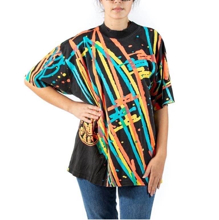 1980S BODY GLOVE Cotton Jersey Double Sublimation Print T-Shirt For Sale 3