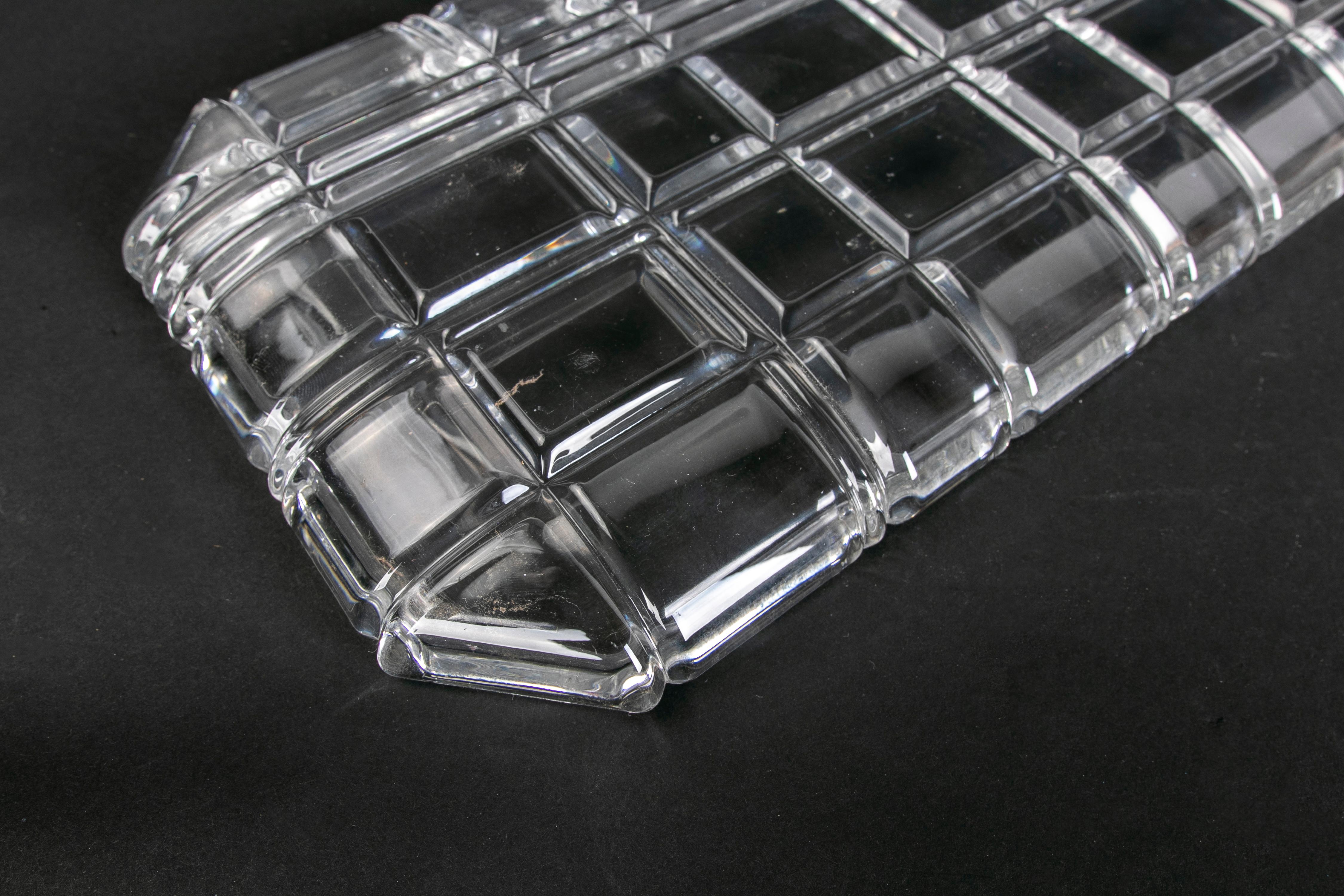 1980s Bohemian Glass Tray with Geometric Decoration  For Sale 5