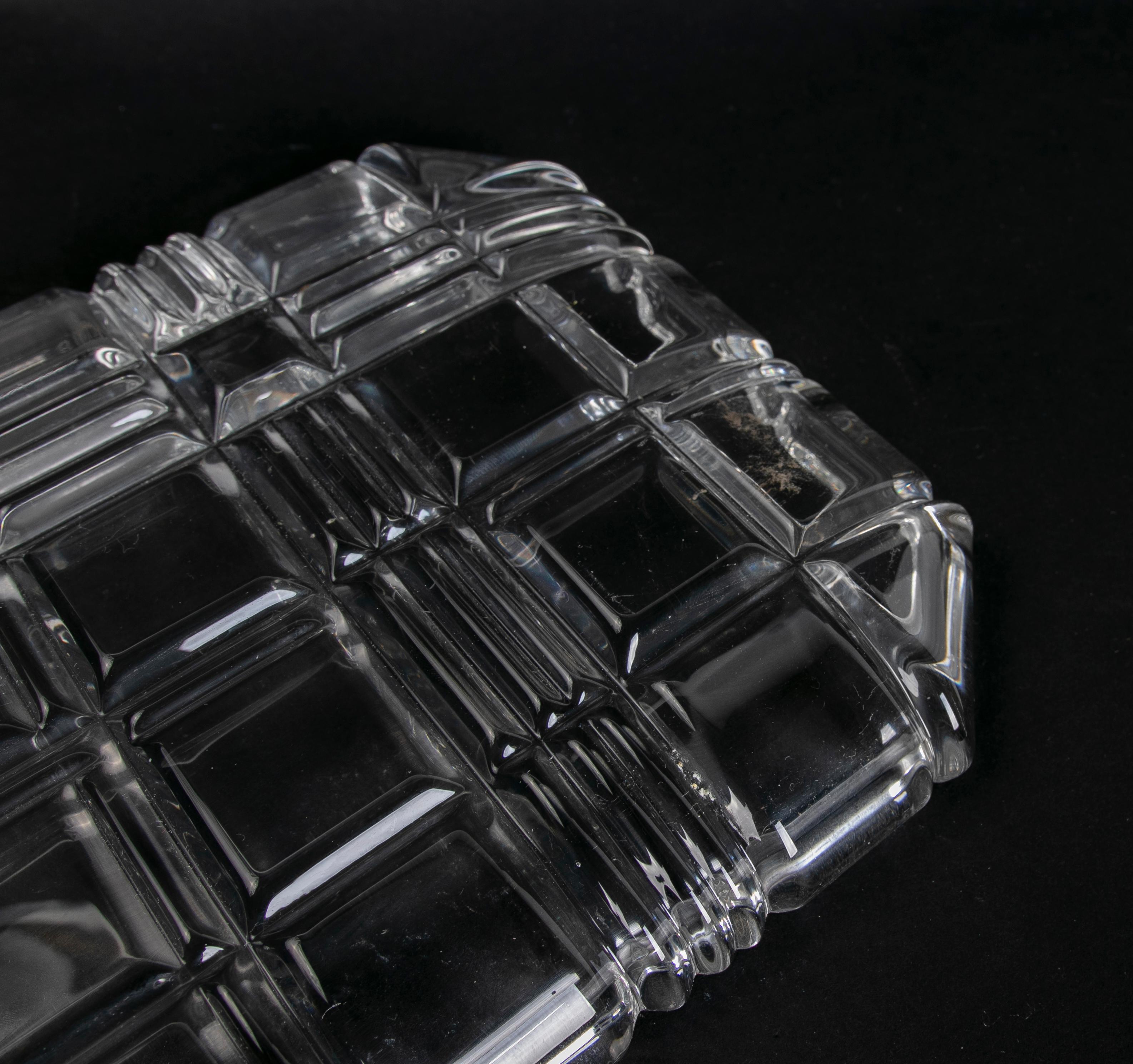 1980s Bohemian Glass Tray with Geometric Decoration  For Sale 6