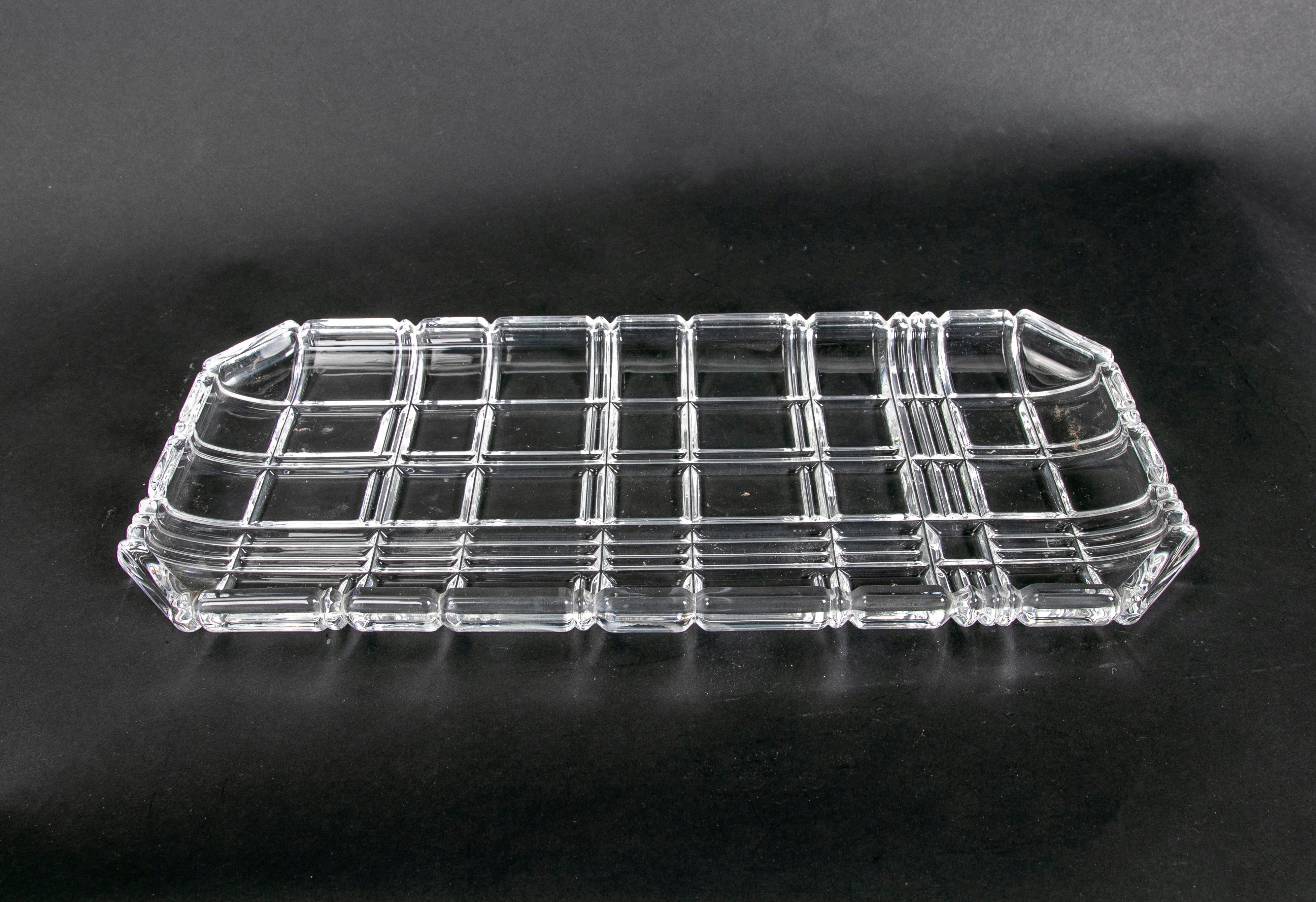 1980s Bohemian Glass Tray with Geometric Decoration  For Sale 10