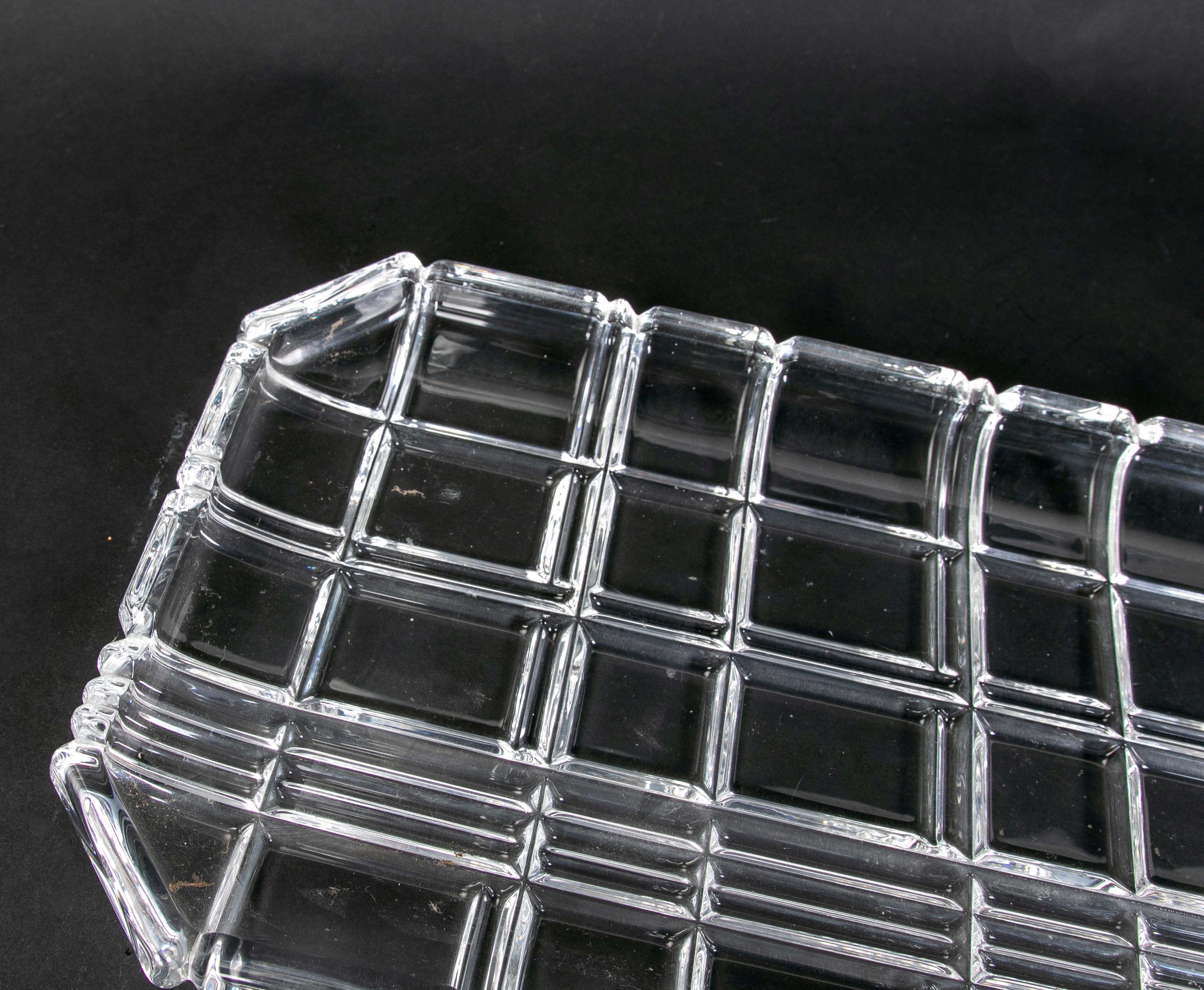 1980s Bohemian Glass Tray with Geometric Decoration  For Sale 12