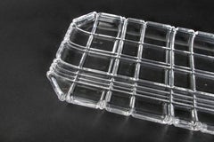 1980s Bohemian Glass Tray with Geometric Decoration