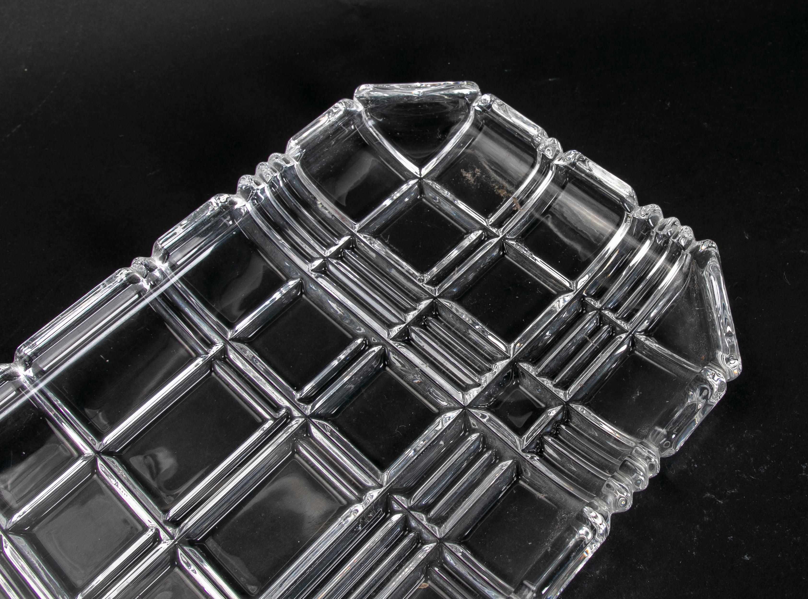 1980s Bohemian Glass Tray with Geometric Decoration  In Good Condition For Sale In Marbella, ES