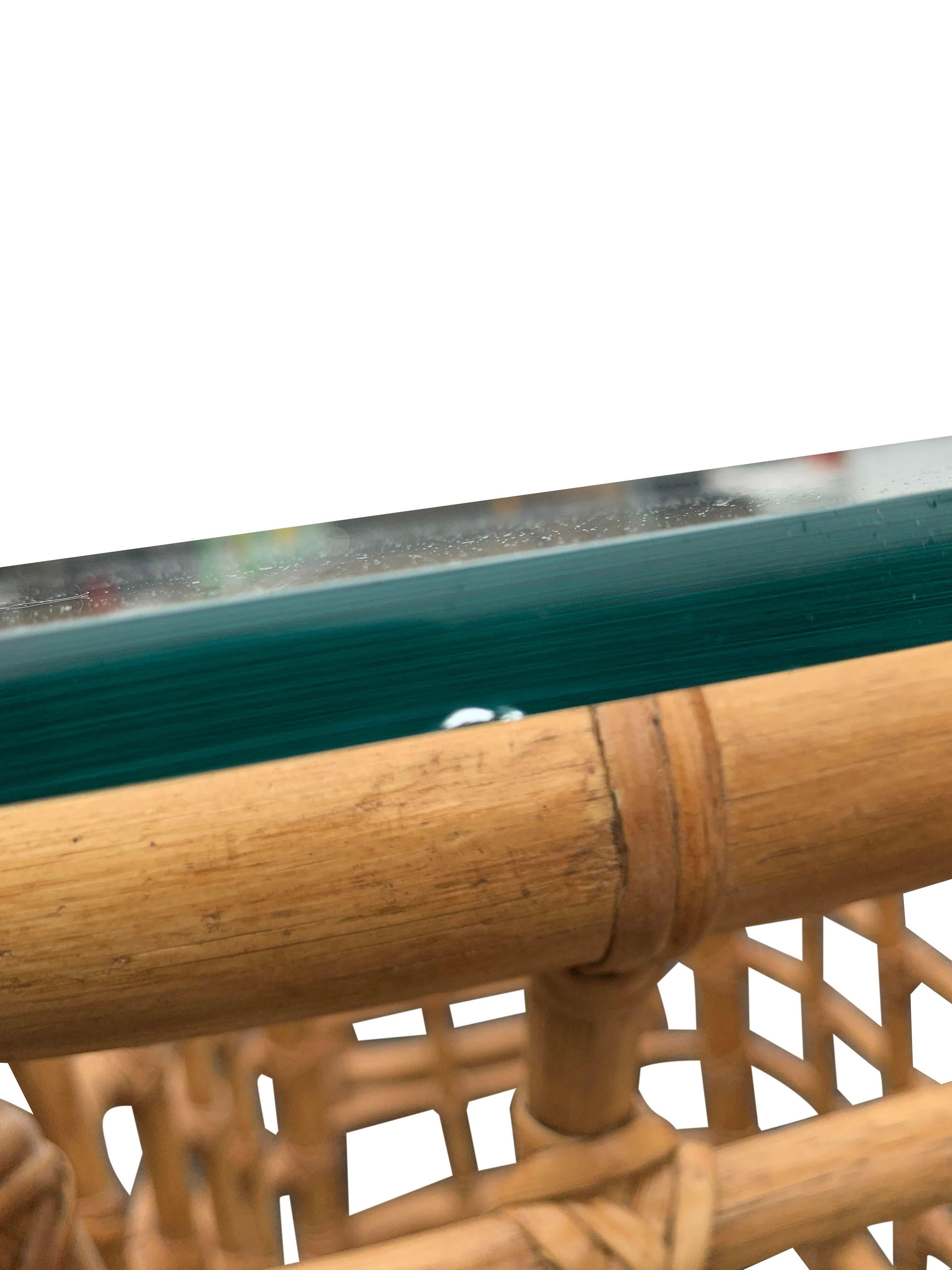 1980er Boho Chic Modern Bambus Rattan Beistelltische - ein Paar im Angebot 1