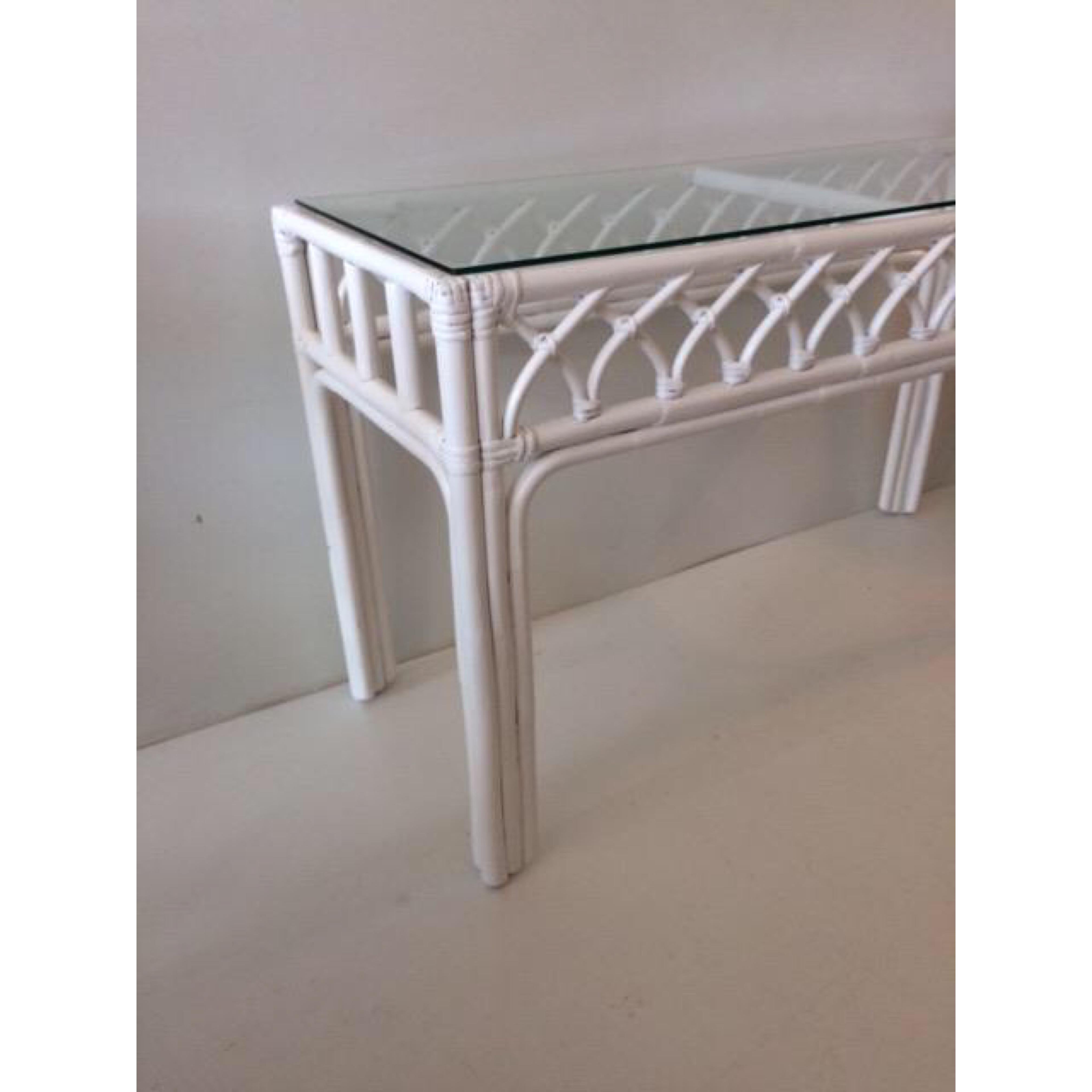 1980s Boho Chic Rattan Console Table 1