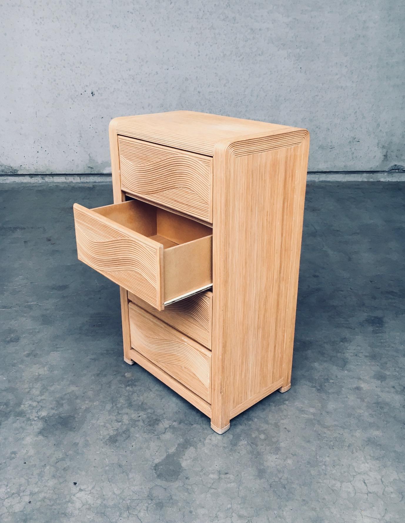 1980's Boho Design Split Rattan High Chest of Drawers For Sale 4