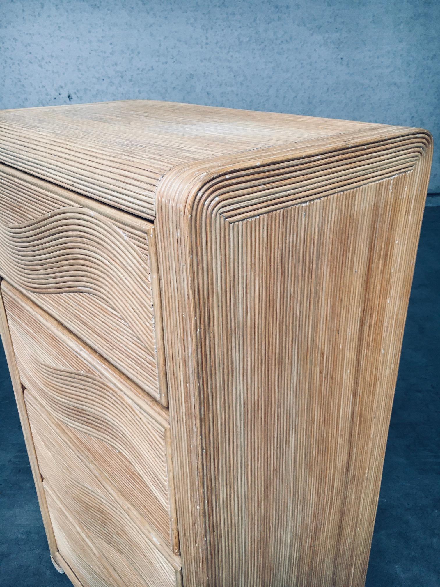 1980's Boho Design Split Rattan High Chest of Drawers For Sale 5