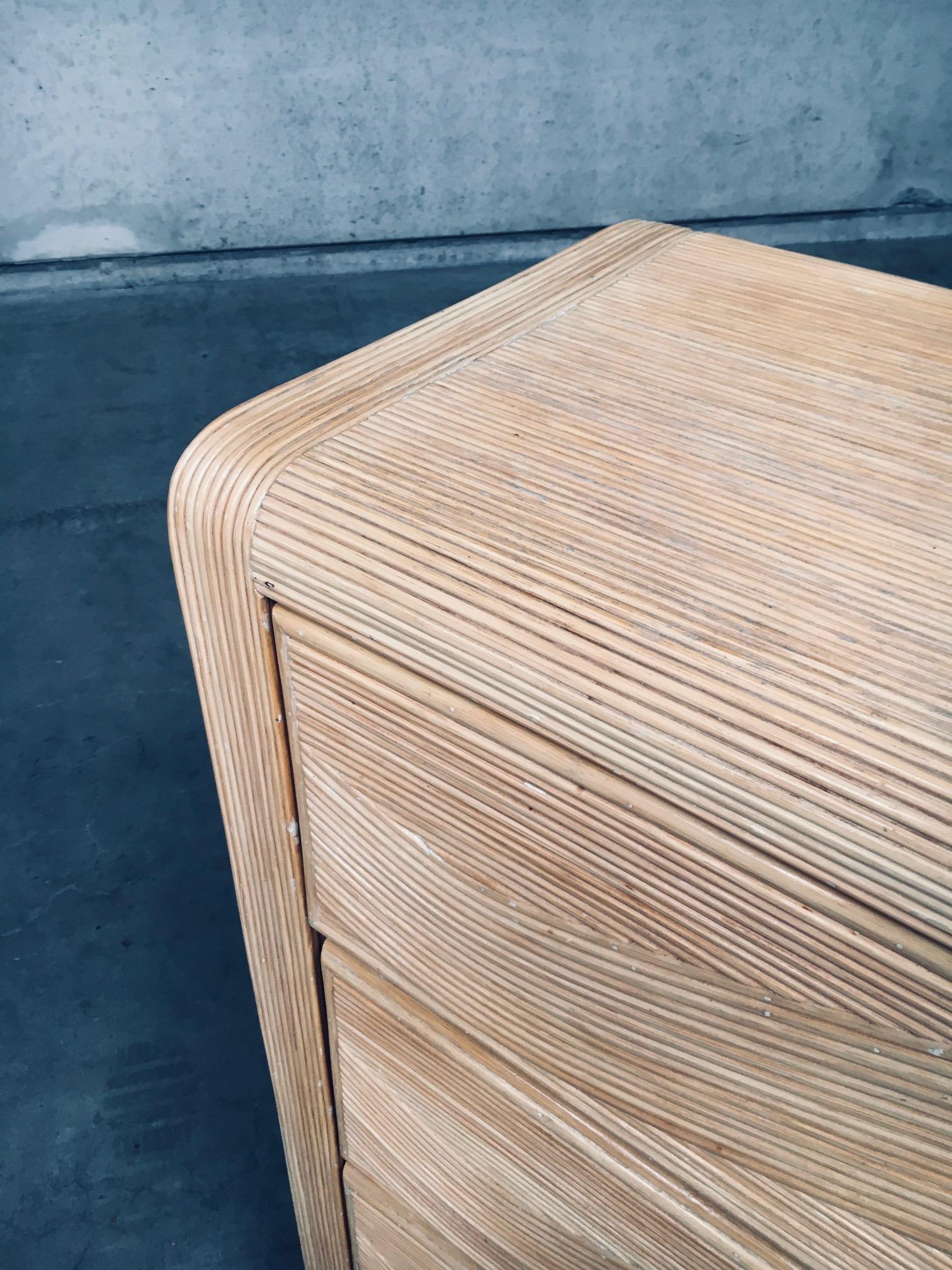 1980's Boho Design Split Rattan High Chest of Drawers For Sale 9