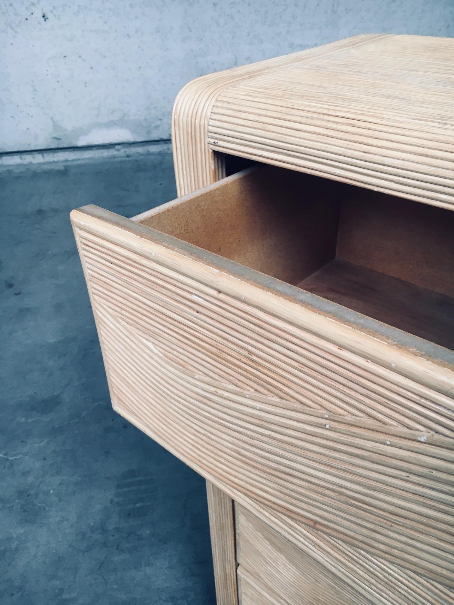 1980's Boho Design Split Rattan High Chest of Drawers For Sale 12