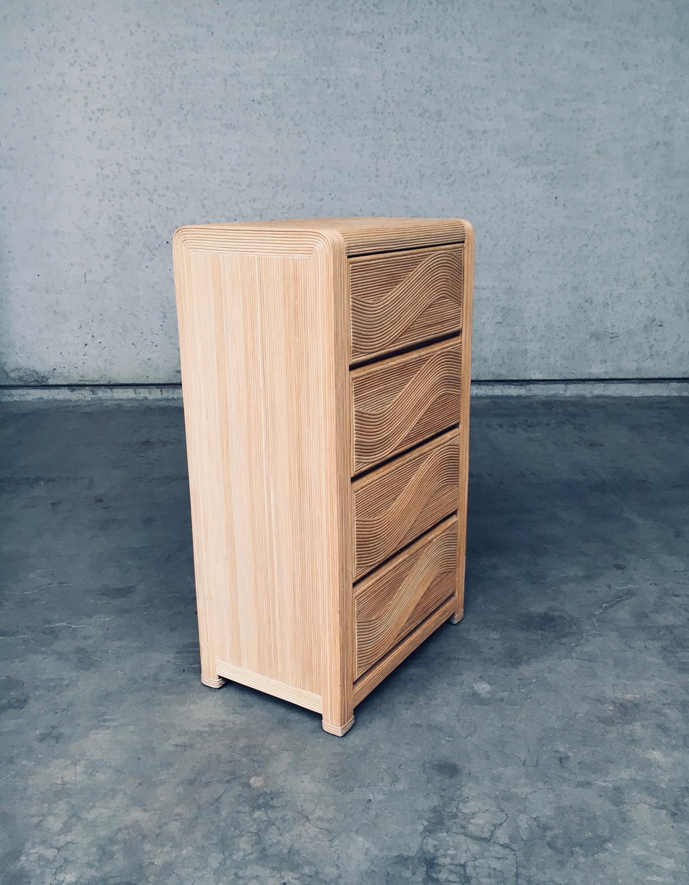 1980's Boho Design Split Rattan High Chest of Drawers In Good Condition For Sale In Oud-Turnhout, VAN