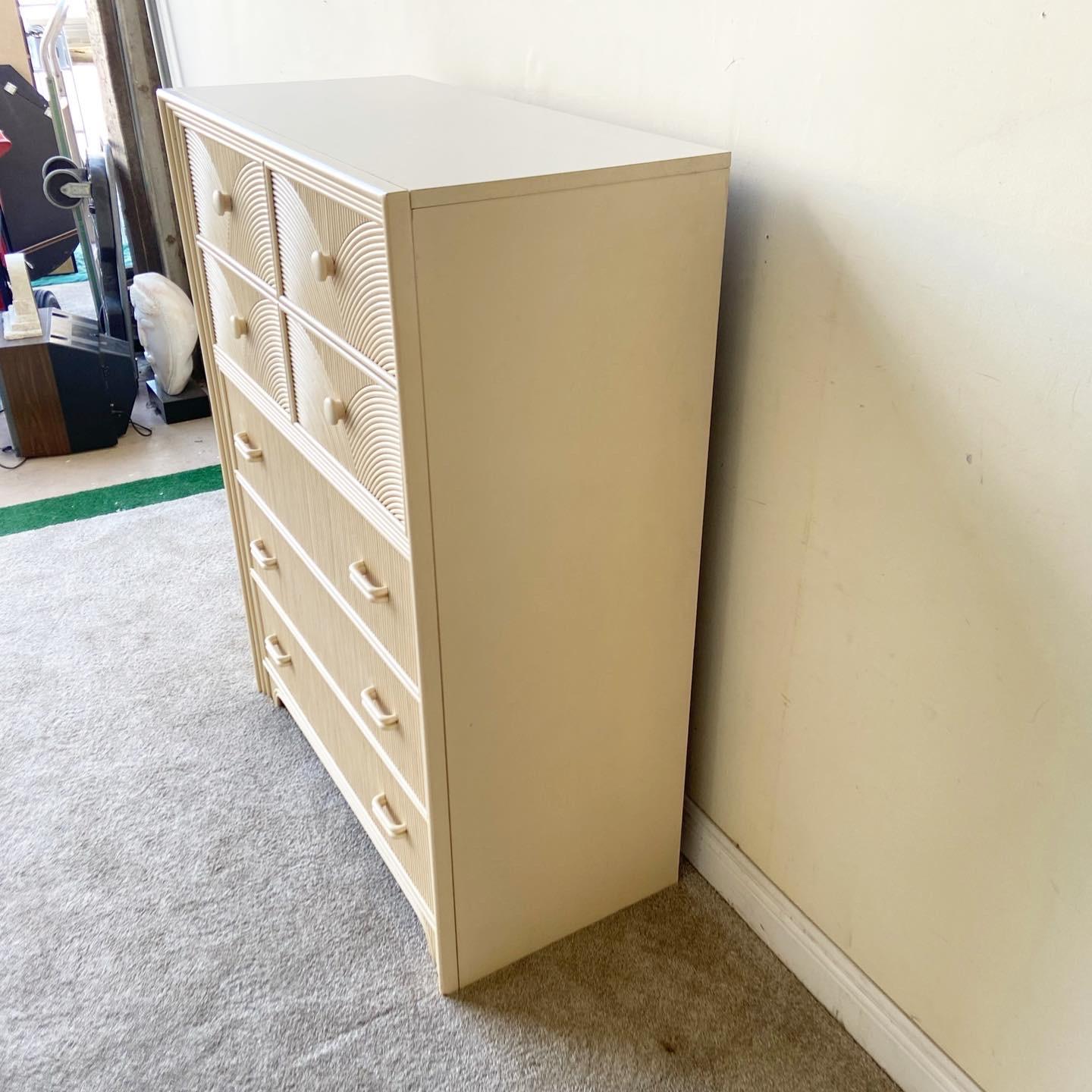 1980s Boho Pencil Reed Highboy Dresser with by Stanley Furniture, 5 Drawers 2
