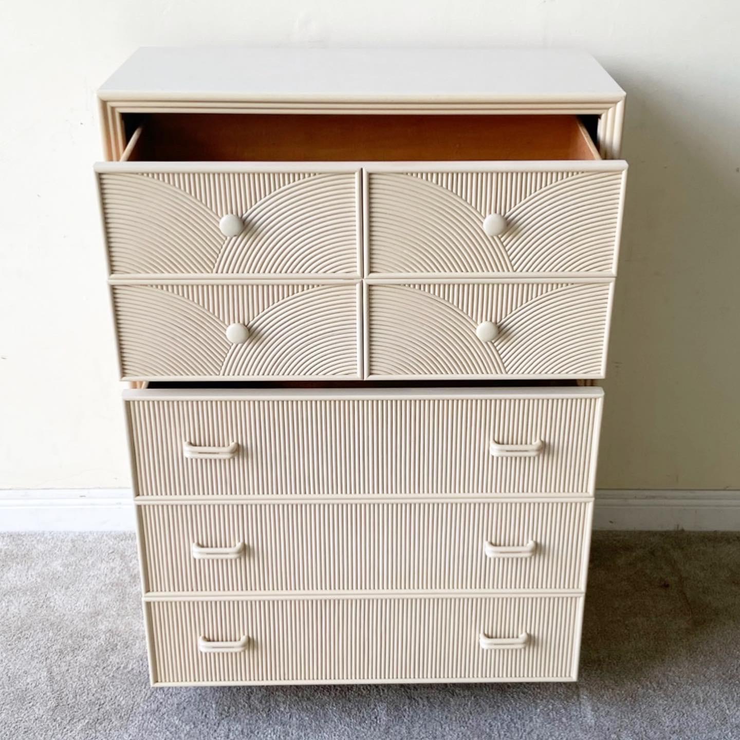 1980s Boho Pencil Reed Highboy Dresser with by Stanley Furniture, 5 Drawers 3